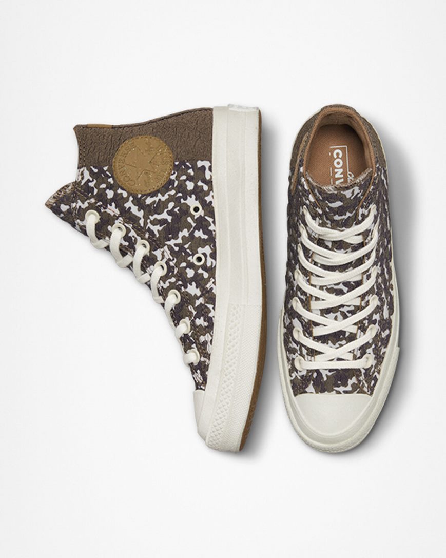 Women's Converse Chuck 70 Split Upper Jacquard Camo High Top Shoes Brown / Dark | AU E045CP